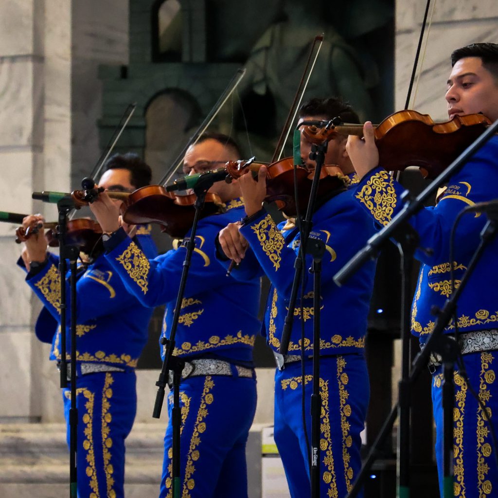 Mariachi group mid-performance.