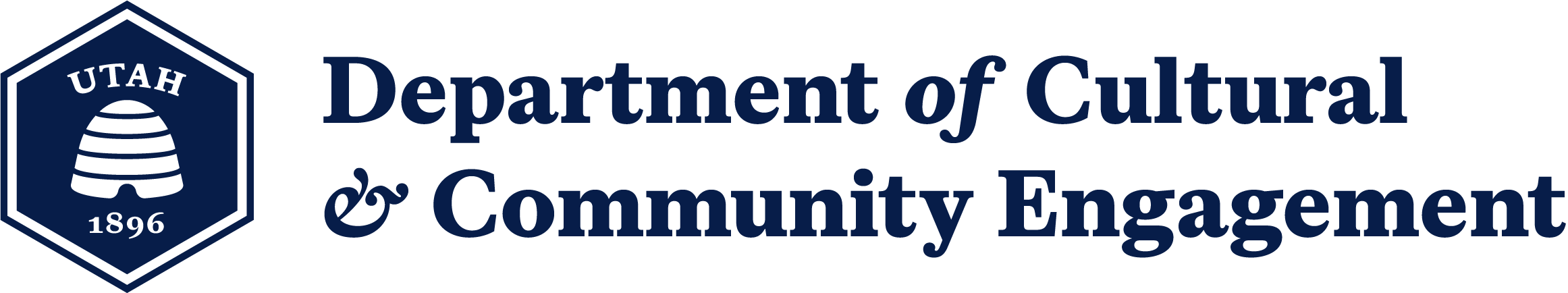 Utah Department of Cultural & Community Engagement logo with a beehive and 1896 text.