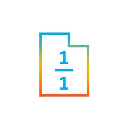 Outline of Utah state with 1/1 in the center, colored with a blue to orange gradient.