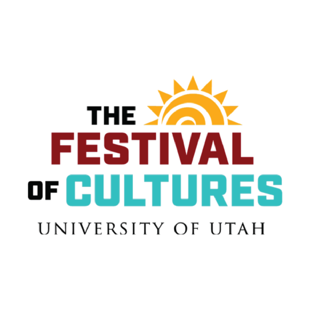 Logo for The Festival of Cultures at the University of Utah with a stylized sun design.